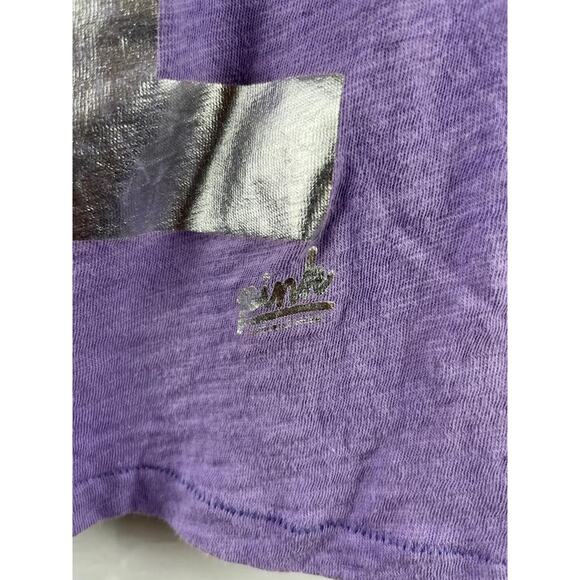 Victoria's Secret PINK purple Short Sleeve T-Shirt XS "Look at me" rhinestones - Picture 3 of 7